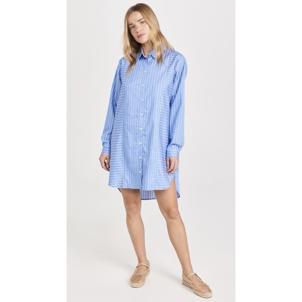 Nation LTD Button Down Shirt Dress S Pima Cotton Cover Up Coastal Resort Wear - Picture 5 of 12